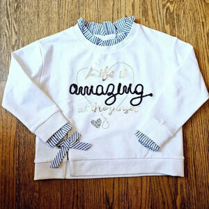 Mayoral nautical white sweatshirt girls size 5/ EU 110cm